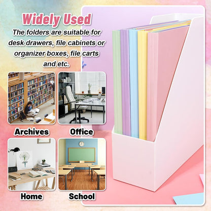 Whaline 24 Pack Dusty Blue File Folders Letter Size 6 Colors Gradient Blue File Pockets with 1/3 Cut Tab for Home Office Classroom Supplies, 8.9 x 11.6 Inch