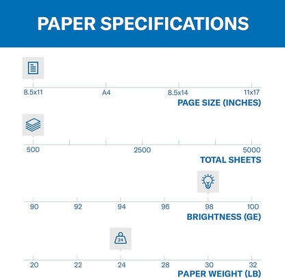 Hammermill Premium Laser Print Paper, 24 lb Copy Paper, 8.5 x 11 Letter Size, 3 Hole - 1 Ream (500 Sheets) - 98 Bright