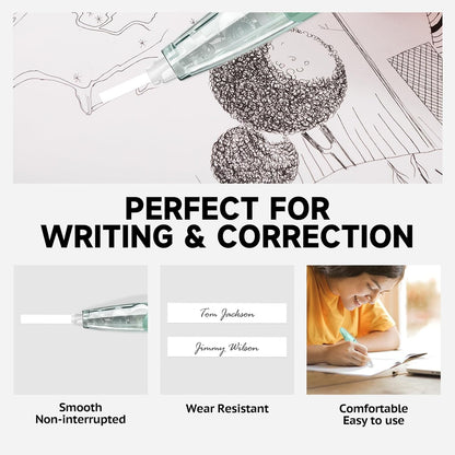 Refillable Retractable Correction Tape with 2 Extra Refills, White Smooth Pull Out Cute Correction Tape for Office Supplies, 4 PCS (CS-25)