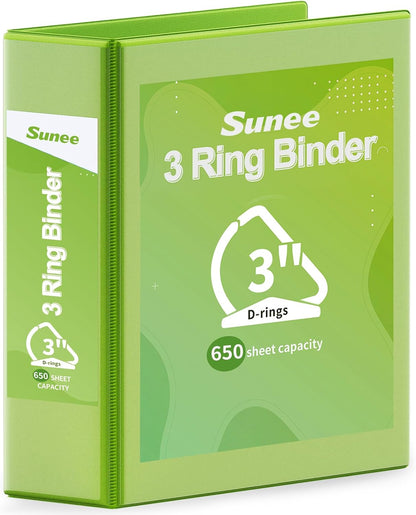 SUNEE 3 Ring Binder 2 Inch, Clear View Binder Three Ring PVC-Free (Fit 8.5x11 Inches) for School or Office Supplies, Light Purple, 1 Pack