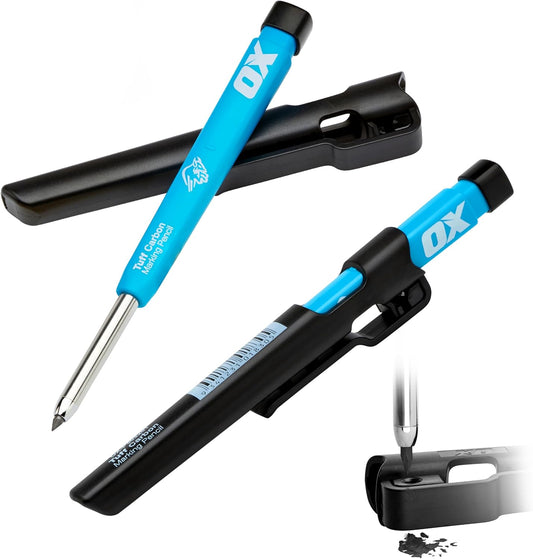 OX Tools 2.88 mm Tuff Carbon Marking Carpenter Pencil Lead Refills – 10 Pack Break Resistant Graphite Replacements for Construction, Woodworking & Deep‑Hole Mechanical Pencils