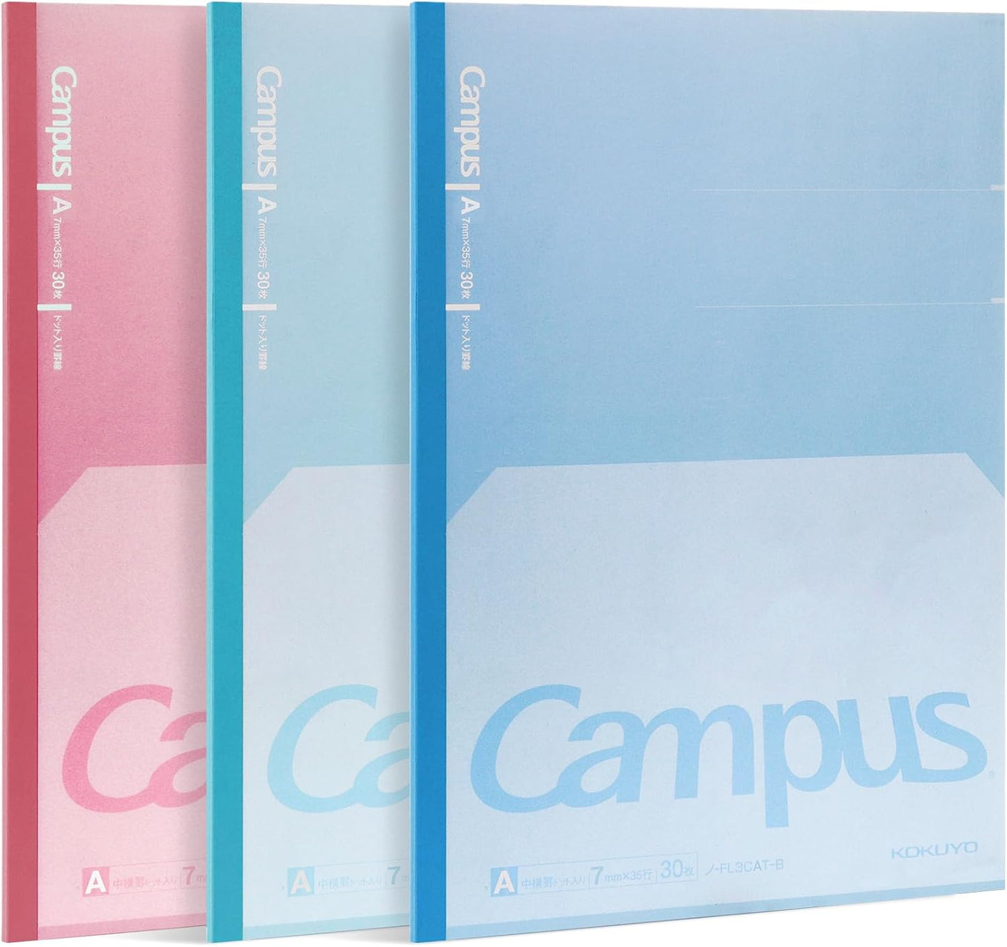 KOKUYO Composition Notebooks, 3 Pack Campus B5 Comp Book with Dotted College Ruled, 40 Sheets, School Lined Notebook in Mofu Animal, Cute Journal for Women Girls Work Study Note Taking Japan Import