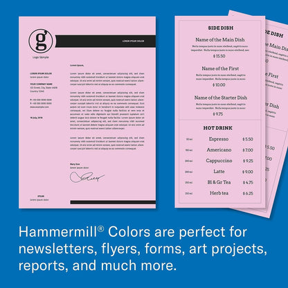 Hammermill Colored Paper, 20lb Pink Printer Paper, 8-1/2 x 11- 1 Ream (500 Sheets) - Made in the USA, Pastel Paper, 103382R