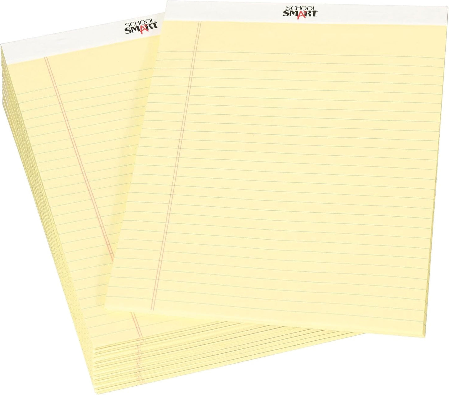 School Smart Legal Pad, 8-1/2 x 11-3/4 Inches, Canary, 50 Sheets, Pack of 12
