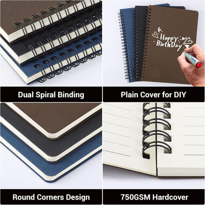 EUSOAR Spiral Lined Notebook, A5 3packs 5.5"X8.3" 120 Pages Lined Travel Notebooks Journal, Memo Notepad Sketchbook, Students College Office Business Diary Ruled Spiral Book Journal-3Colors Covers