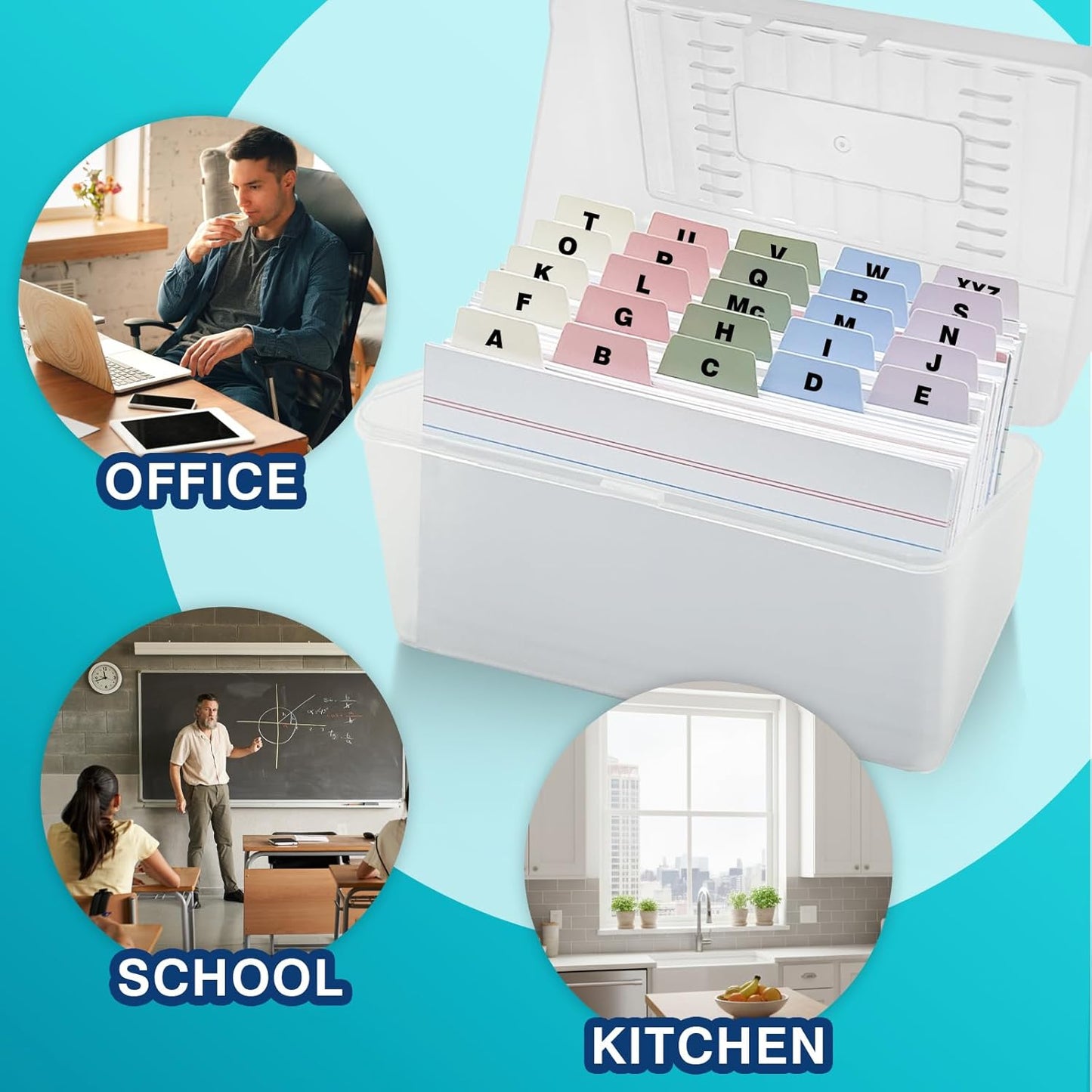 Chell 3x5 Plastic Index Card Dividers, Morandi Colors, Heavyweight Poly Index Card Guides A-Z, with Alphabetical/Blank Stickers, Pack of 25