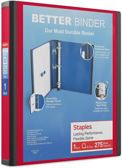 Staples Better Binder 2-Inch D-Ring View Binder, Reinforced Spine, Holds Up to 540 Sheets, Teal, for Office & School