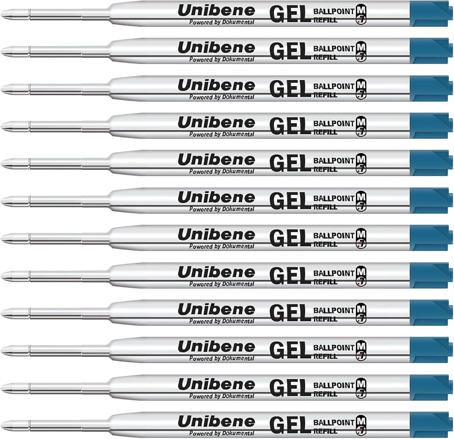 Unibene Parker Compatible Gel Ink Ballpoint Refills 12 Pack,0.7mm Medium Point-Black, Smooth Writing Replaceable German Ink Tactical Pen Refills for Parker Ballpoint/UZI Pen