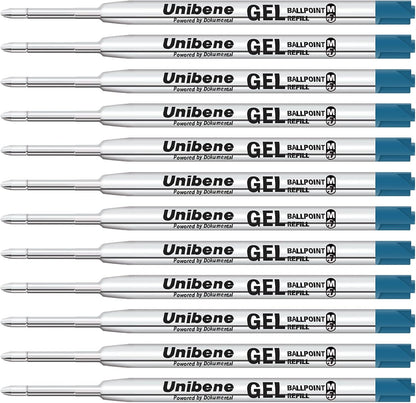 Unibene Parker Compatible Gel Ink Ballpoint Refills 12 Pack,0.7mm Medium Point-Black, Smooth Writing Replaceable German Ink Tactical Pen Refills for Parker Ballpoint/UZI Pen