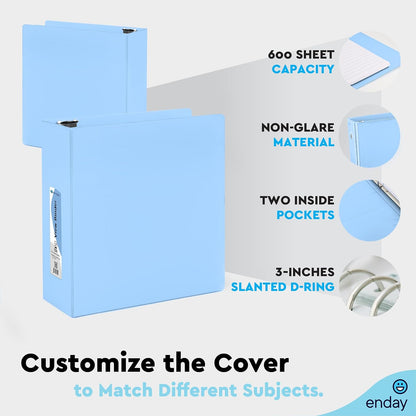 Enday 1.5 Inch Binder, Green - 1.5 Inch 3 Ring Binder, Round Ring Pastel with Clear View Cover for Letter Size 8.5 x 11'' Paper & 2 Inside Pockets, Ideal for School Supplies, Office, and Home
