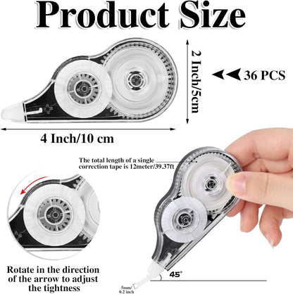BESARME 12 Pack Correction Tapes, 39 Feet Each Correction Tape Roller Correction Tape Pen for Students Office Supplies, 1/5 X 472 Inches