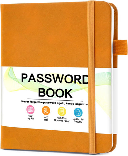MOSA BEAR Password Keeper Book with Alphabetical Tabs，4.3"x5.7" Small Password Books for Seniors Password Notebook for Internet Website Address Log in Detail（Dark Blue）