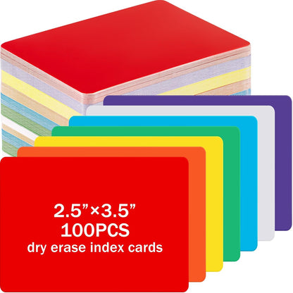 Harloon 100 Pcs Dry Erase Index Cards 3 x 5 Inch Laminated Reusable Dry Erase Note Cards Sheets for Office to Do List(White)