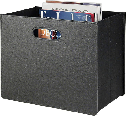 HofferRuffer Magazine Basket Holder, Foldable Magazine Rack, Document File Holder Organizer, File Folder, Newspaper Storage Bin Organizer for Home or Office (Brown)