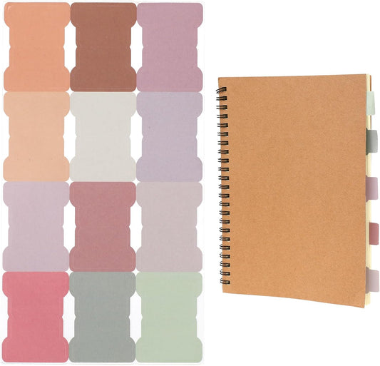 JJUNW 240Pcs Sticky Index Tabs, Sticker Tabs, Color Index Classification Label with 12 Colors, Thickened Handwritten Page Markers Writable Sticky Notes for Diary Notebook Bookmark. (Bohemian)