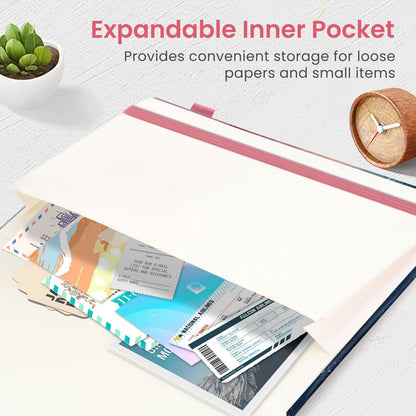 Taja Pretty Lined Journal for Women, Aesthetic Cute Hardcover Leather Journal for Writing, A5 College Ruled Notebook for Work & Note Taking, Perfect for Office School Home, 160 Pages, Meadow Flowers