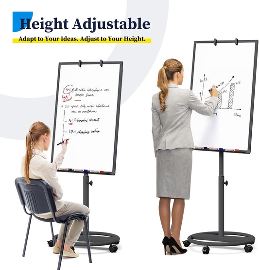 maxtek Mobile Dry Erase Board – 40x28 inches Magnetic Portable Whiteboard Stand Easel White Board Flipchart Easel Board with 25 Sheets Paper Pad for School Supplies