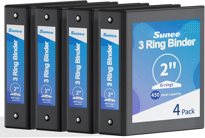 SUNEE 1/2 Inch Binders 3 Ring 10 Pack Bulk, PVC-Free Clear View Half Inch Binders (Fits 8.5x11 Inches) for School, Office & Home Use, White
