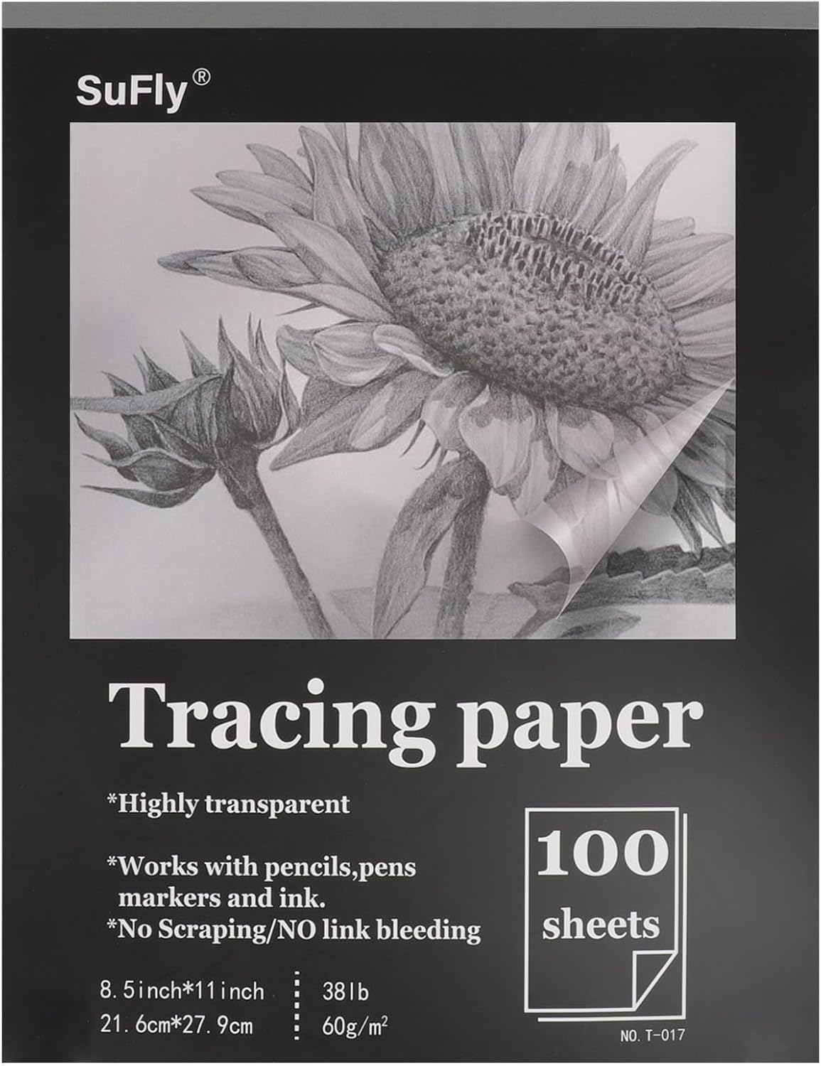 Tracing Paper for Drawing, 9 X 12'' Tracing Paper Pad, 75 Sheets Transparent Vellum Paper for Tracing Pads, 38lb/60gsm Translucent Trace Pad for Pencil Sketching, Image Tracing.