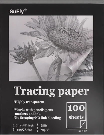 Tracing Paper for Drawing, 9 X 12'' Tracing Paper Pad, 75 Sheets Transparent Vellum Paper for Tracing Pads, 38lb/60gsm Translucent Trace Pad for Pencil Sketching, Image Tracing.