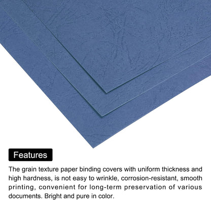 MECCANIXITY 100pcs A4 8.5 x 11 Inch Presentation Binding Covers Letter Size Leather Textured Grain Paper Un-Punched for Business Reports, Navy Blue