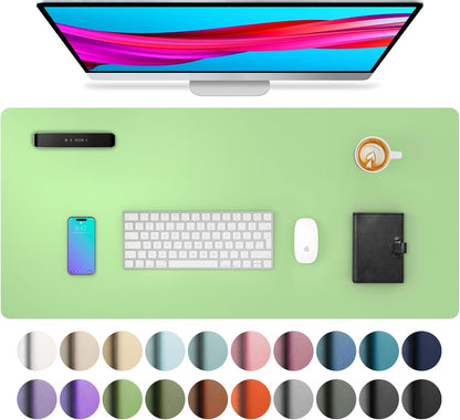 Aothia Non-Slip Waterproof PU Leather Desk Pad Protector for Mouse, Writing Desk, Office, Home, Laptop Blotter, 23.6" x 13.7", Black - Colors B
