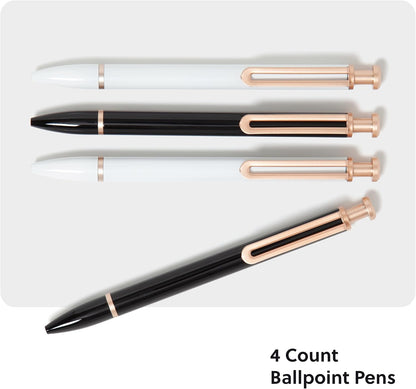 U Brands Midnight Monterey Ballpoint Pens, 4 Count, Black Soft Touch, Painted Black Details, Bold (1.0 mm) Point, Black Ink