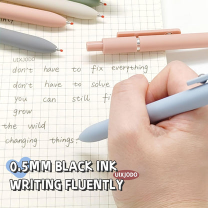 UIXJODO Gel Pens, 5 Pcs 0.5mm Black Ink Pens Fine Point Smooth Writing Pens with Silicone Grip, High-End Series Metal Clip Retractable Pens for Journaling Note Taking (Vintage)