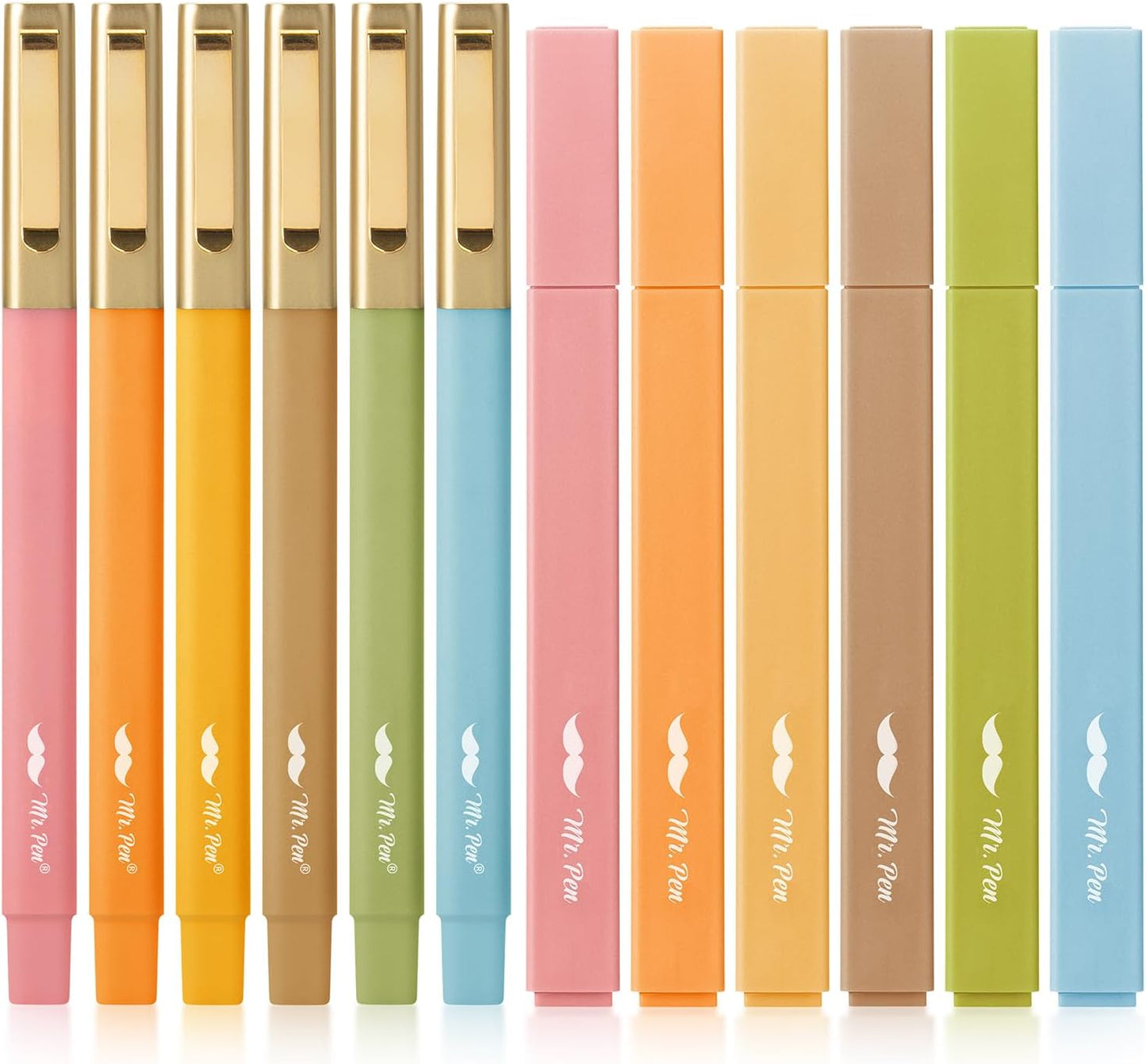 Mr. Pen- Aesthetic Highlighters and Ballpoint Pens No Bleed, 12 Pack, Pastel Colors, Bible Highlighters and Pens No Bleed, Fast Dry and No Smear for Bible Journaling, Planner, School Supplies