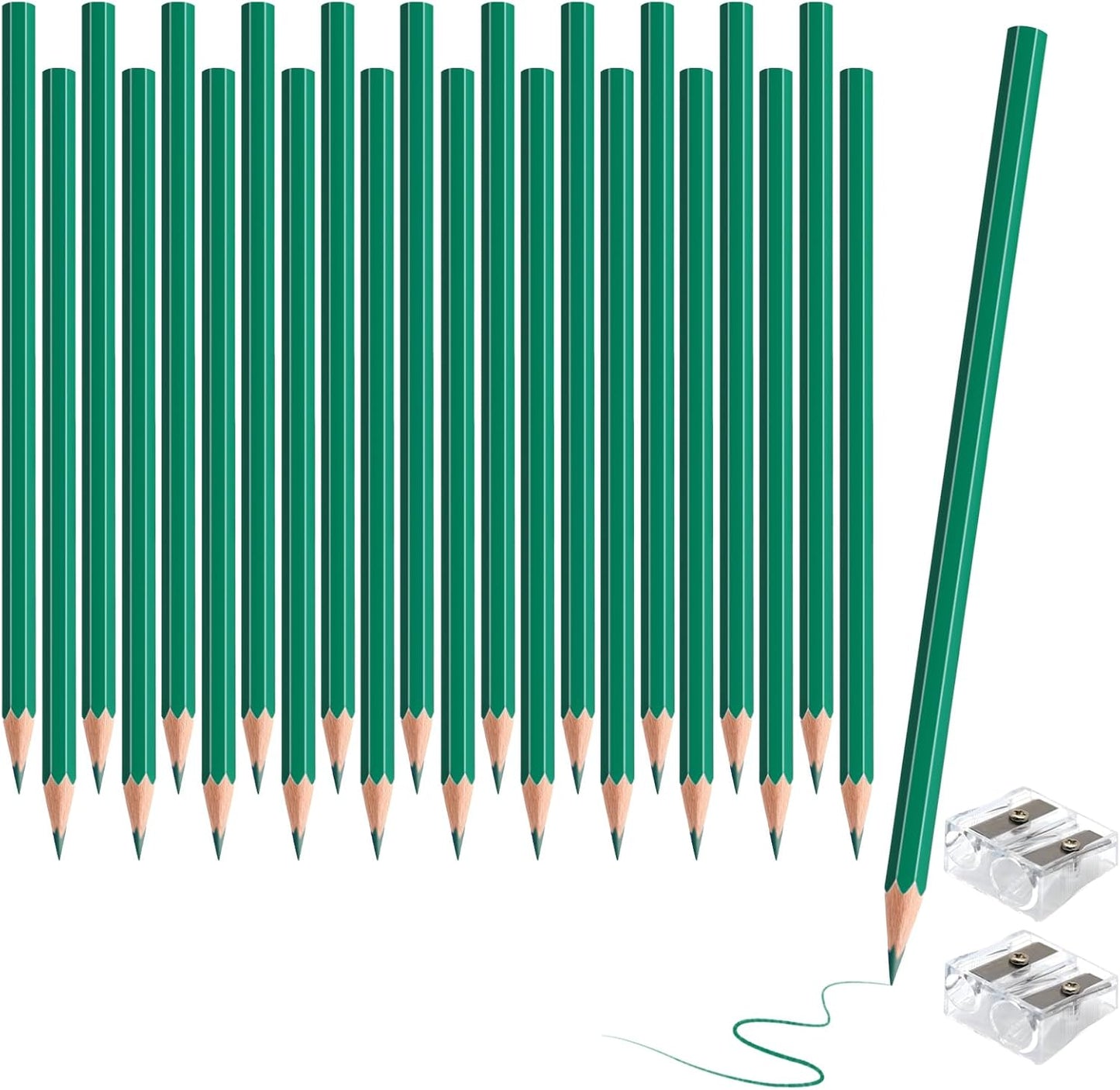 24 PCS Green Colored Pencils, Pre-sharpened Professional Wooden Art Pencils Set for Artists Painting | Premium Drawing Sketching Supplies (Green)