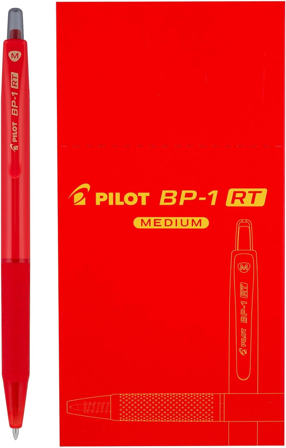 Pilot BP-1RT Advanced Ink, Retractable Ballpoint Blue Ink Pens, Medium Point, Dozen Box, 1mm