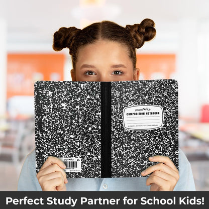 College Ruled Composition Notebook Black Marble | 100 Sheets | 9.75 x 7.5 Inches | Durable Sewn Binding for School & Office Use (12)