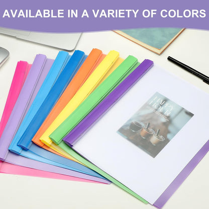 PATIKIL Plastic Report Covers with Prong, 5 Pcs 80 Sheet Clear Front Presentation Binders with 3 Metal Prong Fasteners Report Folder for Resume Documents Files Letter, Purple