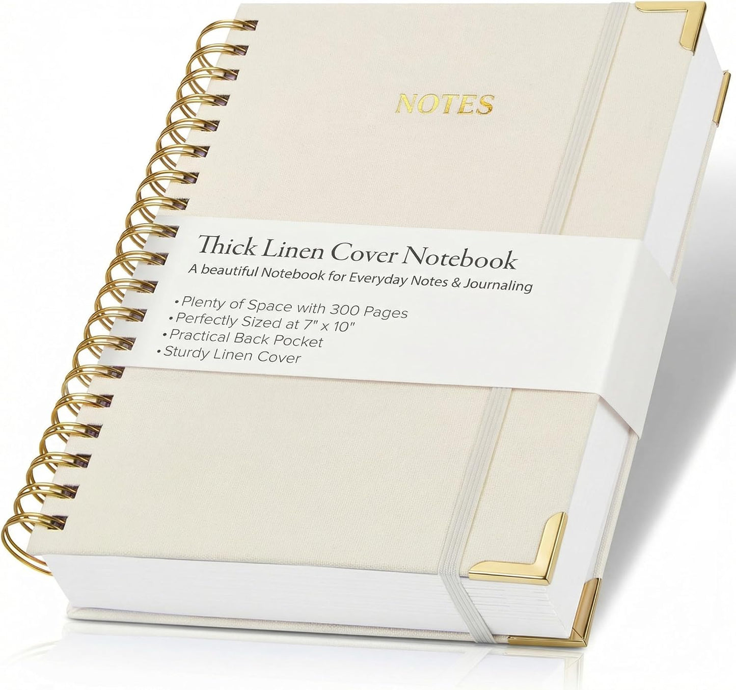 Aesthetic Thick Spiral Notebook Journal For Women in B5 Format - Modern Linen Hardcover College Ruled Note Book With 300 Lined Pages - Perfect For Writing And Staying Organized at Work or School