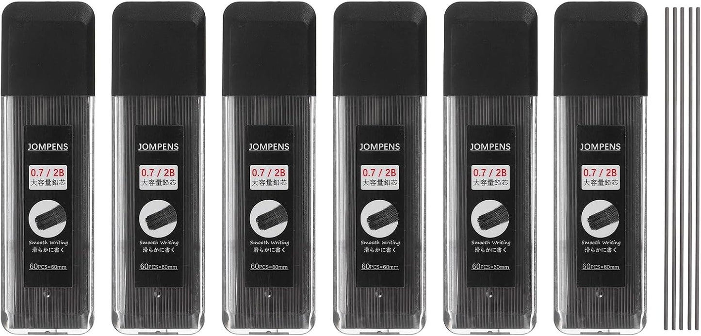 PATIKIL 2160Pcs 0.7 mm Pencil Lead Refills, 360 Dispensers Mechanical Pencil Refills, Medium Thickness Break Resistant Graphite for Writing, Black