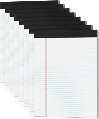 Note Pads 5x8, Narrow Ruled Legal Pad, Multicolor Small Notepads, 30 Sheet/notepad, 8 Pack Colored Legal Pads, Pink Legal Pad, Purple Notepad, Perforated Lined Note Pads for Study, Office, To-Do Lists