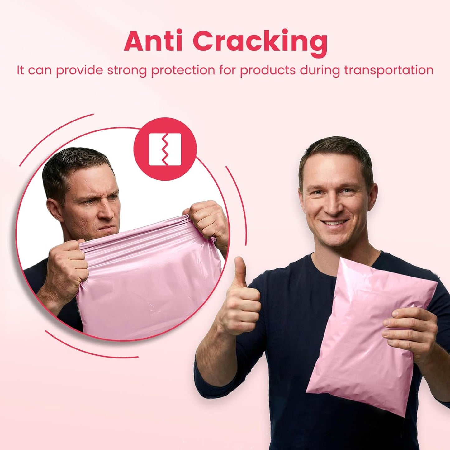 Metronic Poly Mailers 10X13 100 Pack, Strong Adhesive Shipping Envelopes for Clothing, Medium Shipping Bags for Small Businesses, Waterproof Mailers Poly Bags, Packages Bags Light Pink