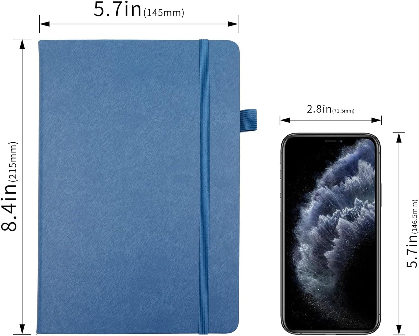 Deziliao Lined Journal Notebooks with Pen Loop, Hardcover Notebook Journal for Work, 100Gsm Premium Thick Paper with Inner Pocket, Medium 5.7"x8.4", （Black, Ruled）