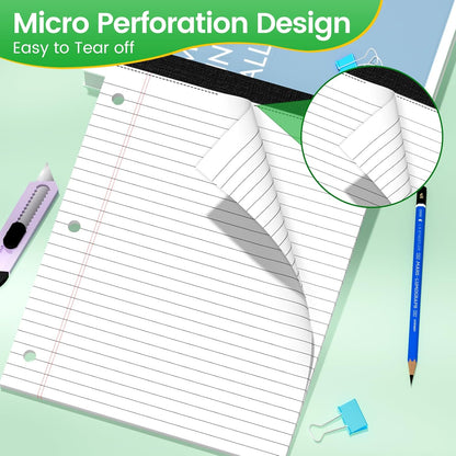3 Hole Legal Pad 8.5 x 11, 3 Pack White Note Pads, Notebook Paper Wide Ruled, Writing Paper Pads, Notepads with Binder Holes, Lined Paper 8.5x11, Ideal for School, Home, Office, 30 Sheets/Pack