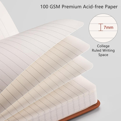 RETTACY Graph Grid Paper Notebook, 192 Pages, A5 Medium Size (5.7'' x 8.3''), 5 Squares per Inch, Leather Hardcover, 100 GSM Thick Paper, for School, Students, Math, Engineering (Brown)