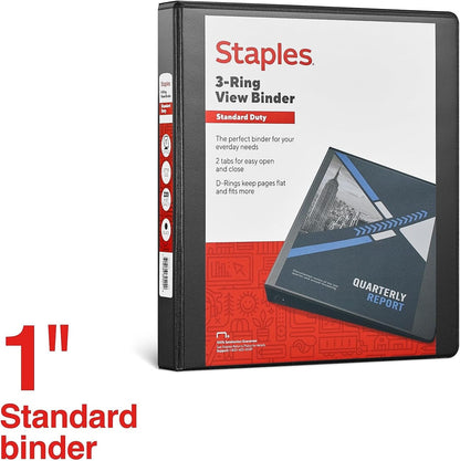 Staples Standard 2-Inch 3-Ring View Binder, Holds Up to 450 Sheets, Orange, Durable Binder for Office & School
