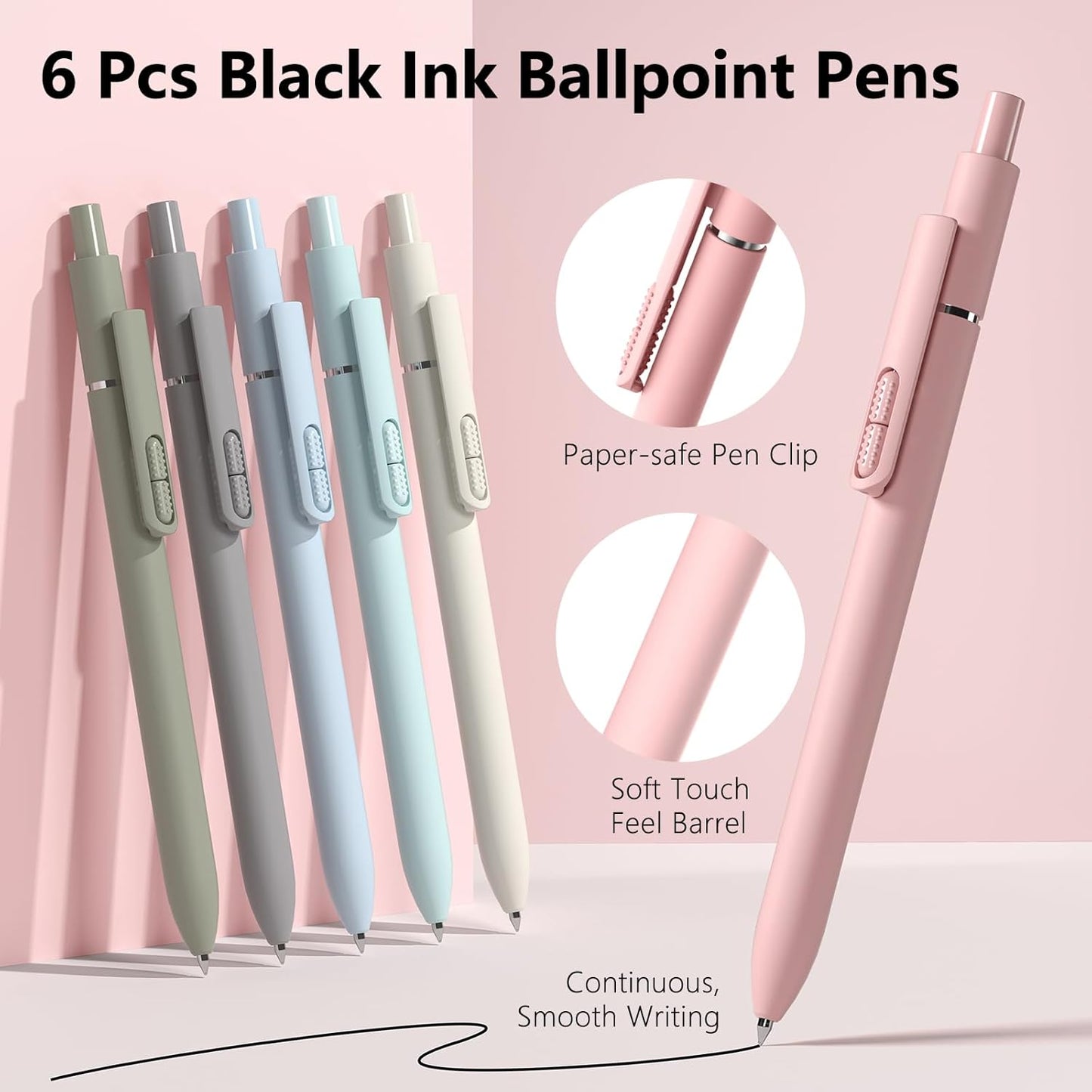 8 Pcs Black Ballpoint Pens - 1.0mm Medium Point Smooth Writing Black Ink Ball Point Pens | High-end Long Lasting Retractable Pen for School, Home, Office (Vintage-8pcs)