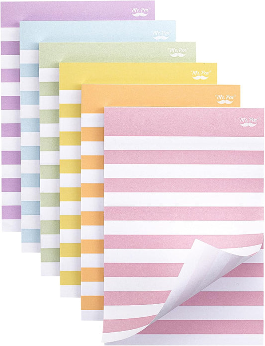 Mr. Pen- Lined Sticky Notes, 4" x 6", 6 Pads, 45 Sheets/Pad, Sticky Notes with Lines, Lined Memo Pads, Self-Stick Note Pad for Office, School, Home, Study & Organization