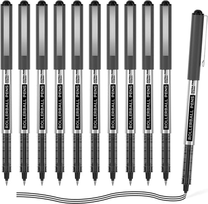 Shuttle Art RollerBall Pens, 25 Pack Black Fine Point Roller Ball Pens, 0.5mm Liquid Ink Pens for Writing Journaling Taking Notes School Office