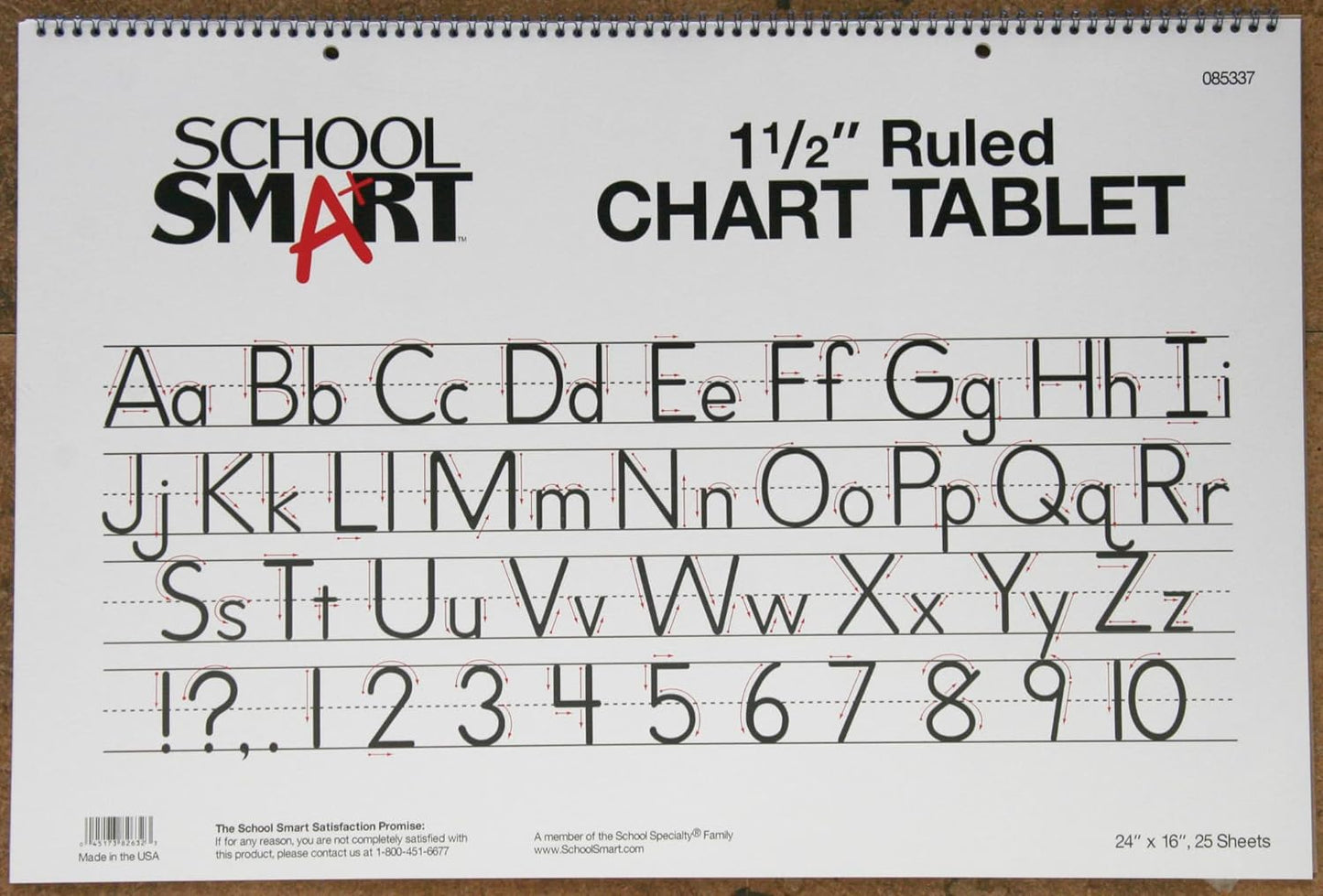 School Smart Chart Tablet, 24 x 16 Inches, 1 Inch Rule, 25 Sheets