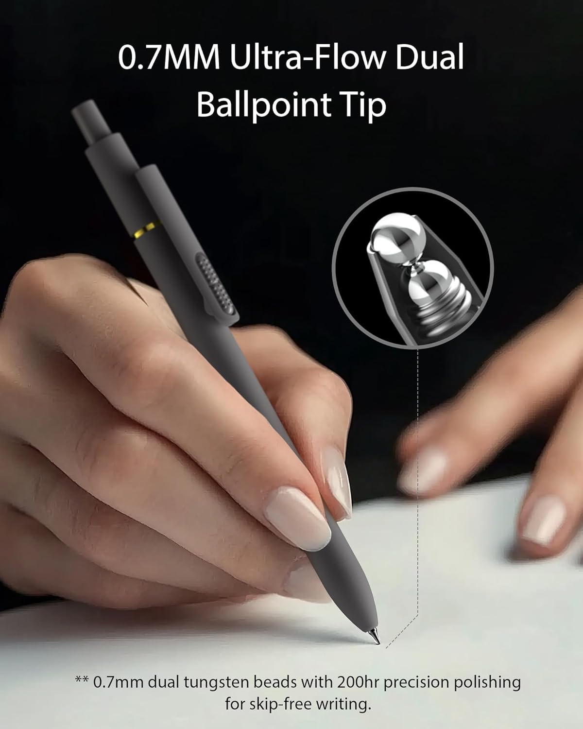 Hiacry 8 Pcs Gel Pens - 0.7mm Fine Point Smooth Writing Black Ink, Quick-Dry Long Lasting Fidge Pens, School & Office Supplies for Men Women