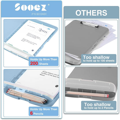 Sooez Clipboards with Storage, High Capacity Clip Boards 8.5x11 with Storage, Heavy Duty Nursing Clipboard Folder, Plastic Clipboard with Pen Holder for Women Teachers Work, School & Office Supplies