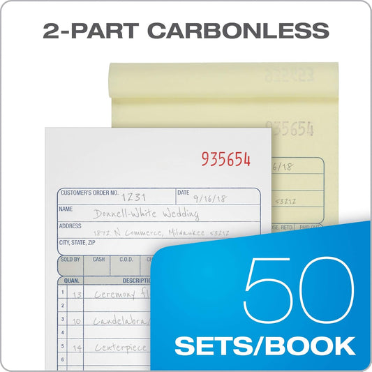 Adams Sales Order Book, 2-Part, Carbonless, White/Canary, 4-3/16 x 7-3/16 Inches, 50 Sets per Book (DC4705)