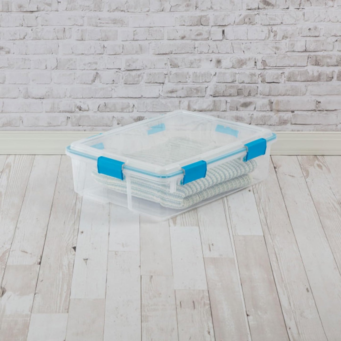 Sterilite 4-Pack Gasket Box, Weather-Resistant Storage Bins with Latching Lids, 32 Quart - Heavy-Duty Organizing Containers for Closet, Bathroom, and Office