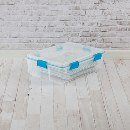 Sterilite 4-Pack Gasket Box, Weather-Resistant Storage Bins with Latching Lids, 32 Quart - Heavy-Duty Organizing Containers for Closet, Bathroom, and Office